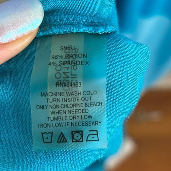 Calvin Klein Pool Blue Racerback Jersey Striped Maxi Dress Stretch Comfort 10 - Picture 12 of 13